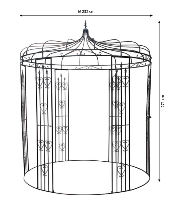 Dehner Metall-Pavillon Heart, Rund, Schwarz, Ca. Ø232/H271 Cm 5 Dehner Metall-Pavillon Heart, Rund, Schwarz, Ca. Ø232/H271 Cm – Bild 3