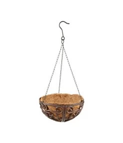 Dehner Gusseisen-Hängeampel Katalonien Mit Kokoseinlage, Rund, Rost, Ca. Ø30/H15 Cm