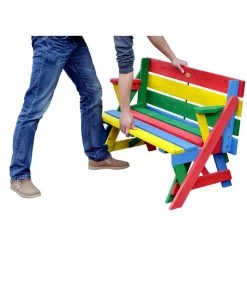 Habau Kinder Picknickbank Bunt, 100 X 50 X 62 Cm -Garten Im Freien 4031100 WE FS 003 KinderPicknickbank
