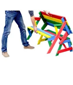 Habau Kinder Picknickbank Bunt, 100 X 50 X 62 Cm -Garten Im Freien 4031100 WE FS 004 KinderPicknickbank