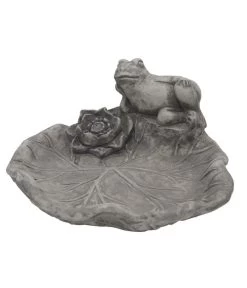 Fantasieco Stein-Vogeltränke Frosch, Ca. B31/H14/T32 Cm