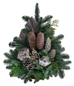 Grabgesteck In Terrakotta-Schale, Dreieckig, Braun, Ca. B50/H60/T40 Cm