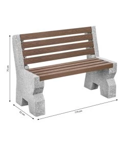 Dehner Granit-Gartenbank, 2-Sitzer, Ca. B114/H75/T52 Cm -Garten Im Freien 6692065 WE BG 001 GRANITBANKWPCRUECKENL