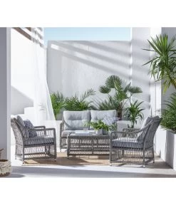 Dehner Geflechtlounge Santos, 4-teilig 19 Dehner Geflechtlounge Santos, 4-teilig -Garten Im Freien 6875074 WE MO 001 LoungeSantosNEU