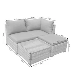 Dehner Balkonset Como, 4-teilig -Garten Im Freien 6894166 WE DE 001 BalkonSetComoSkizze