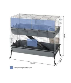 Ferplast Nagerheim Rabbit 120 Double, Grau, Ca. B118/H117/T58 Cm -Garten Im Freien 6953160 WE BG 001 FerplastNagerKRabbit120DoubleM