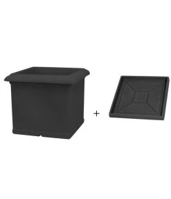 Farmet New Kunststoff-Topf, Quadratisch, Inkl. Untersetzer