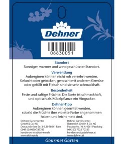 Dehner Gourmet Garten Aubergine, Veredelt -Garten Im Freien 8830051 GGAubergineCarmen Etikett 2